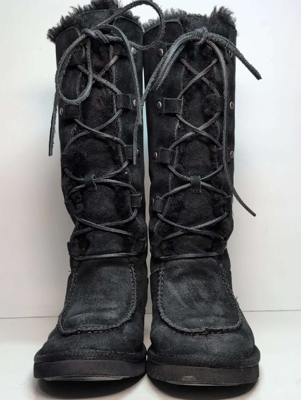 UGG Australian Appalachian lace up tall black suede boots womans size 9 EU 40